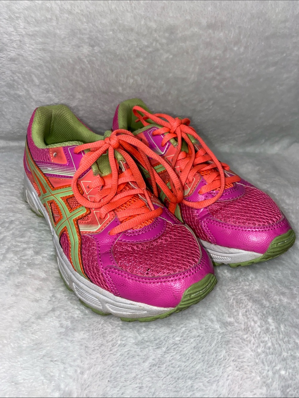ASICS GEL-Contend 3 Pink Neon Green Orange Mesh Running Shoes -Size 5
